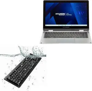BoxWave Keyboard Compatible with Hyundai HyFlip (13.3 in) - AquaProof USB Keyboard, Washable Waterproof Water Resistant - Jet Black