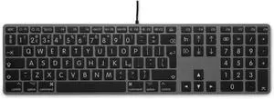 LMP  Large Character English (QWERTY) USB Keyboard with Numeric Keypad - Aluminium Top Cover and 2 USB-A Ports - Mac (Space Gray) Compatible