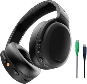 Skullcandy Crusher ANC 2 Wireless Over-Ear Bluetooth Headphones with Multi-Sensory Bass and Charging Cable, Active Noise Cancelling, Up to 60 Hours Battery, Microphone for iPhone Android - True Black