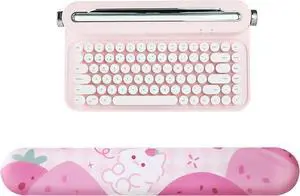 YUNZII ACTTO B305 Wireless Keyboard(B305, Baby Pink), Keyboard Wrist Rest (Pink