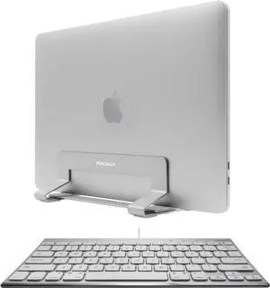 Macally Wired Mini Keyboard and a Vertical Adjustable Laptop Stand, Modernize Your Office Space
