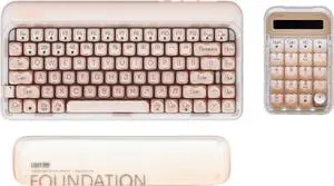 LOFREE DOT Foundation Mechanical Keyboard with Wireless Numpad & Jelly Palm Rest, 75% Rechargeable Hot-swappable Keyboards with 3 Types Connection for Windows, Mac OS/Pink GATERON Baby Racoon Switches