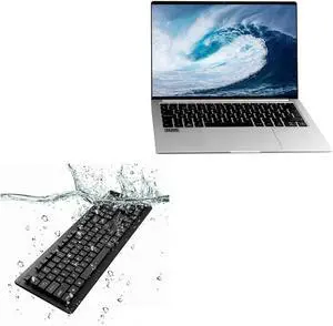 BoxWave Keyboard Compatible with Slimbook Executive (14 in) - AquaProof USB Keyboard, Washable Waterproof Water Resistant - Jet Black