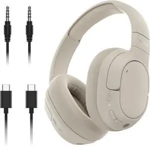 Belkin SoundForm Isolate Bluetooth Over-Ear Headphones - Hybrid Active Noise Cancelling Headphones - Wireless w/ 60H Playtime, Fast Charging & CloudCushion Ear Cups for Travel, Home, or Office - Sand