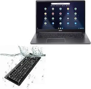 BoxWave Keyboard Compatible with Acer Chromebook 317 (CB317-1HT) - AquaProof USB Keyboard, Washable Waterproof Water Resistant - Jet Black