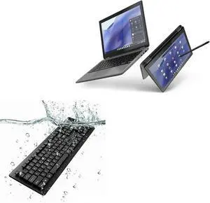 BoxWave Keyboard Compatible with Poin2 Chromebook 11E - AquaProof USB Keyboard, Washable Waterproof Water Resistant - Jet Black