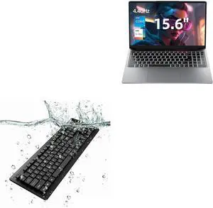 BoxWave Keyboard Compatible with Jumper EZbook X8 (15.6 in) - AquaProof USB Keyboard, Washable Waterproof Water Resistant - Jet Black