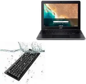 BoxWave Keyboard Compatible with Acer Chromebook 512 (C852T) - AquaProof USB Keyboard, Washable Waterproof Water Resistant - Jet Black