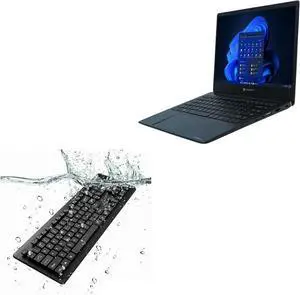 BoxWave Keyboard Compatible with Dynabook Satellite Pro C40 - AquaProof USB Keyboard, Washable Waterproof Water Resistant - Jet Black