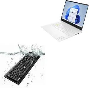 BoxWave Keyboard Compatible with HP Omen Transcend (16t-u000) - AquaProof USB Keyboard, Washable Waterproof Water Resistant - Jet Black