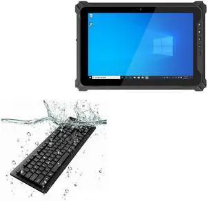BoxWave Keyboard Compatible with Munbyn IRT07 - AquaProof USB Keyboard, Washable Waterproof Water Resistant - Jet Black