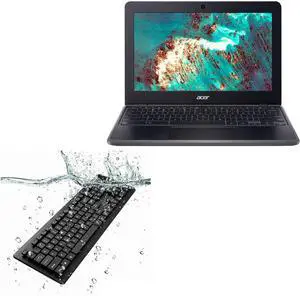 BoxWave Keyboard Compatible with Acer Chromebook 511 (C741L) - AquaProof USB Keyboard, Washable Waterproof Water Resistant - Jet Black