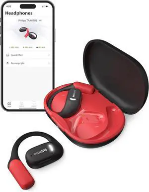Philips A6709 Air Conduction Headphones,True Wireless Bluetooth Headphones,Open-Ear Fit,Quality Sound,Clear Call,28 H Battery,Fast Charging,LED Safety Lights,IP55,Multipoint Connectivity,App Control