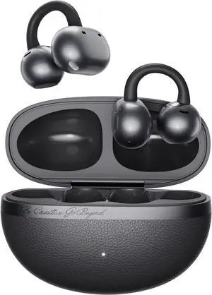 QCY Crossky C50 Clip On Earbuds Open Ear Wireless Bluetooth 6.0 Headphones with 4 Mic, 35H Playtime Ear Cuff Earbuds Comfortable for Running/Fintness, IPX5 Waterproof, Ultra Lightweight