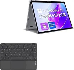 BoxWave Keyboard Compatible with Chuwi MiniBook X N100 2-in-1 Touchscreen Laptop (10.51 in) - SlimKeys Bluetooth Keyboard with Trackpad, Portable Slim TouchPad - Jet Black