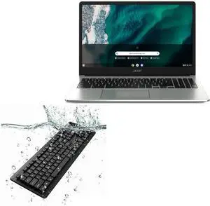 BoxWave Keyboard Compatible with Acer Chromebook 315 (CB315-4H) - AquaProof USB Keyboard, Washable Waterproof Water Resistant - Jet Black