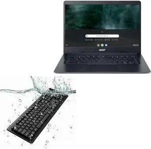 BoxWave Keyboard Compatible with Acer Chromebook 314 (C933T) - AquaProof USB Keyboard, Washable Waterproof Water Resistant - Jet Black