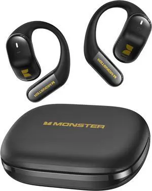 Monster Open Ear AC326 Headphones, Bluetooth 6.0 Wireless Earbuds with Dual-Mic Clear Calls, Air Conduction Headphones with Ear Hooks, Spatial Audio, Snug Fit, 35H Playtime, IPX5 for Sports, Black