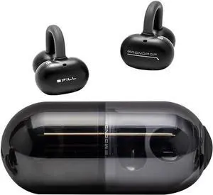 Moondrop Pill Open Ear Headphones Bluetooth 6.0 OWS Hanging Earphones IPX4 Open Ear Clip Wireless Earbuds Built-in AI ENC MD-0WS-003 (Black)