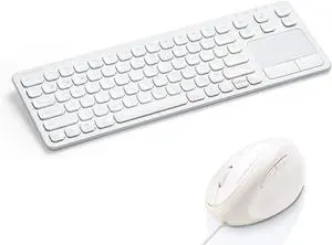 SANWA Multi Device Bluetooth Keyboard with Touchpad and ERG16W Wired Ergonomic Mouse, Rechargeable Keyboard and Vertical Mouse, 1000/1600 DPI, Compatible with Mac, PC, Laptop, Windows, White