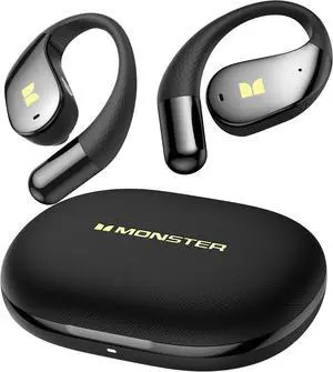 Monster Open Ear AC328 Wireless Earbuds, Open Ear Headphones 32H Playtime, Lightweight Comfort Bluetooth Earbuds, Bluetooth 6.0 Earphones Stereo Sound, Water Resistant Design for Sports, Black