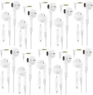 LUDOS FEROX 10 Pack Wired Earbuds in-Ear Headphones, 5 Year Warranty, Earphones with Microphone, Noise Isolation for 3.5mm Jack Ear Buds for iPhone, Samsung, Computer, Laptop, Kids, School Students