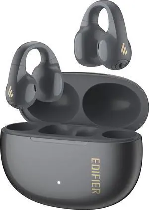 Edifier R1 Open-Ear True Wireless Earbuds, Bluetooth 5.4 Clip-On Headphones, AI Clear Calls, Left/Right Interchangeable, 28H Playtime, Fast Charging, Multipoint Connection, App Control, IP56, Gray