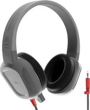 Brenthaven Wired Headphones with Mic | 3.5 mm Jack On-Ear Rugged 2 Adjustable Headphones with Long Tangle Free Cord - Lightweight Durable & Drop Tested School Supplies for Kids & K-12 Students - Gray