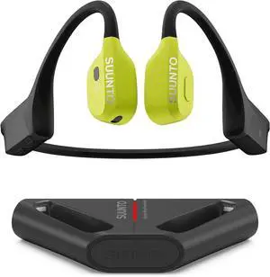 SUUNTO Wing Open-Ear Bone Conduction Headphone, Bluetooth Wireless Sport Headphone w/Head Movement Control, Built-in HD Mic, IP67 Sweatproof, Safety Lights, Total 30H Playtime w/Charging Stand, Lime
