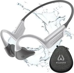 Wildhorn Crank Bone Conduction Headphones Bluetooth 5.4, IPX7 Waterproof Open Ear Headphones w/Mic, Fast Charge, MP3 2500 Songs Storage Capacity, Premium Design, Workouts, Cycling, Running Headphones