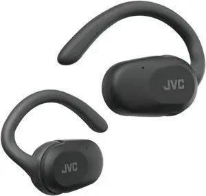 JVC nearphones Open Ear True Wireless Headphones with Pivot Motion Mecanism, 16mm Large Drivers Sound, Single Ear use, BT 5.4, Long Battery Life (up to 26 Hours) - HANP40TB (Black)