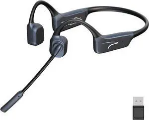 MAIRDI Bone Conduction Headphone with Mic Boom, 5.2 Bluetooth Open Ear Headphone with AI Noise Canceling Microphone, Wireless Headset for Office Work Driving Sport Running Bicycling