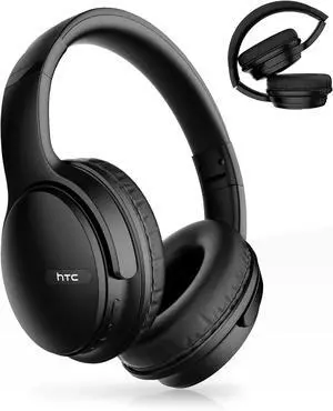 HTC Wireless Bluetooth Headphones with Active Noise Cancellation Bluetooth 5.3 Earphone, Over Ear Headphones with Built-in Mic- 60Hours Playtime, Foldable Stereo Wireless Headset for Call, Travel