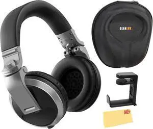 Pioneer DJ HDJ-X5 Over-Ear DJ Headphones - Silver Bundle with Case, Stand, and Austin Bazaar Polishing Cloth