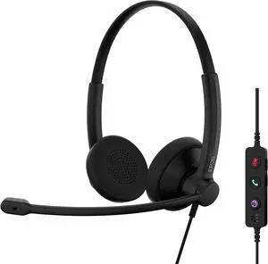 EPOS Impact 100 MS Stereo USB-C+A Headset with Microphone, Certified Microsoft Teams, Noise-Cancelling Mic, Lightweight, Call Control, USB Adapter, Soft Earpads, Professional UC Headphones