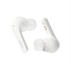Belkin SoundForm Motion True Wireless Earbuds, Noise Cancelling Ear Buds with Wireless Charging Case & Dual Microphone - IPX5 Water Resistant Bluetooth Headphones for iPhone & Samsung - White