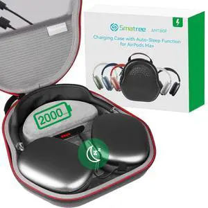 Smatree Airpods Max Charging Case(! NOT fit 2024 Released) for Airpods Max (! NOT Type-C), 2000 mAh Battery Charging Bag with Sleep Mode, AirpodsMax Travel Bag Case with Auto Sleep