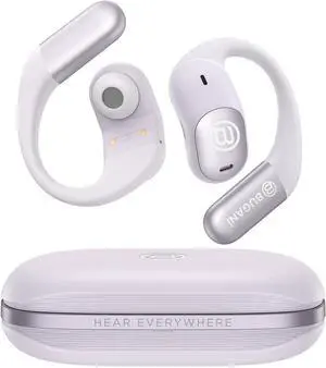 BUGANI 2025 Bluetooth 5.4 Open Ear Headphone with Dual-Mic ENC Wireless Earbuds,360 Head-Tracking Spatial Audio, 75HRS Playtime,IPX5 Water Resistance for Sport and Workout (Purple