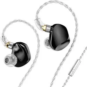 TRN VX Pro+ 1DD+8BA Flagship HiFi Earphones with Microphone, 2Pin-Detachable Cable & High-Resolution Audio (3.5mm Jack/Pearl Black)