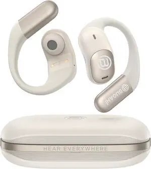BUGANI 2025 Bluetooth 5.4 Open Ear Headphone with Dual-Mic ENC Wireless Earbuds,360 Head-Tracking Spatial Audio, 75HRS Playtime,IPX5 Water Resistance for Sport and Workout (White)