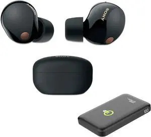 Sony WF-1000XM5 The Best Truly Wireless Bluetooth Noise Canceling Earbuds Headphones with Alexa Built in - Bundle with Green Extreme Portable Wireless Charger (Black)