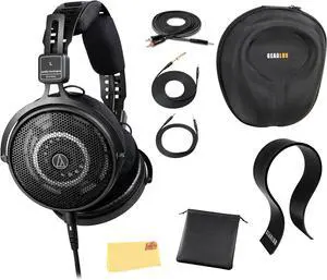 Audio-Technica ATH-R50X Professional Open-Back Reference Headphones - Black Bundle with Case, Stand, Cable, and Austin Bazaar Polishing Cloth