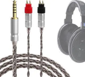 Geekria Apollo Silver-Plated Copper Upgrade Audio Cable Compatible with Sennheiser HD600, HD650, HD660S2, HD6XX Headphones, 4.4mm Replacement Headphones Cord for Amplifier (4.9ft/1.5 m)