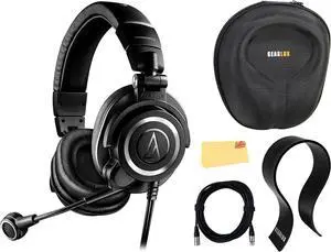 Audio-Technica ATH-M50XSTS StreamSet Streaming Headset - Black Bundle with Case, Stand, XLR Cable, and Austin Bazaar Polishing Cloth