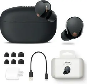 Sony WF-1000XM5 Truly Wireless Bluetooth Noise Canceling Earbuds Headphones with Voice Built in, Black (WF1000XM5/B) + USB Adapter