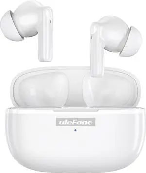 Ulefone Wireless Headphones Earbuds, in Ear Microphone, Bluetooth 5.1, Type-C Charging, Touch Control, LED Display, for iPhone/Android/iOS, White