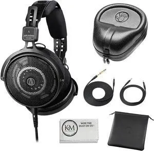 Audio-Technica ATH-R50x Open-Back Reference Headphones with Full-Sized Hard Headphone Case & Cloth (3 Items)