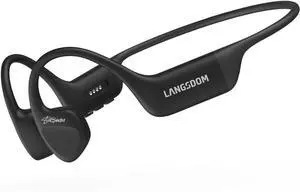 Langsdom AirSwim Bone Conduction Headphones, IPX8 Waterproof, Skin-Friendly Silicone, 32GB Memory, 8H Battery, Bluetooth & MP3 Mode, Comfort Fit for Sports & Swimming (Black)