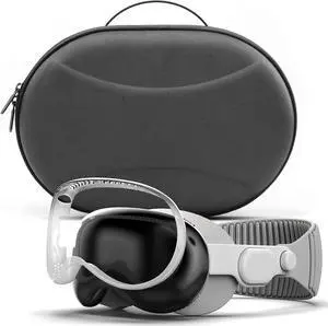 Hard-Shell Carrying Case for Apple Vision Pro with Protective Headset Bumper (No Camera Interference) EVA Carry Bag for Storage, Travel and Accessories (2 Pc Set)