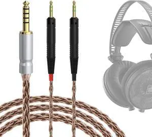 Geekria Apollo Copper Upgrade Audio Cable Compatible with ATH ATH-R70X Headphones, 4.4mm to Dual 2.5mm Replacement Headphones Cord for Hi-Resolution Audiophile, HiFi Headset (4.9ft / 1.5m)